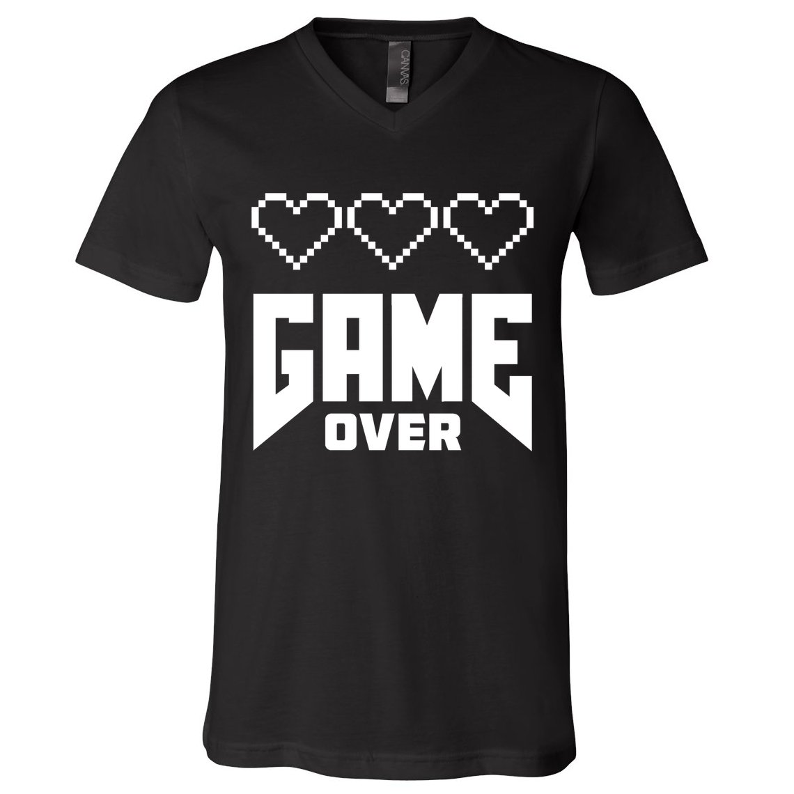 Retro Game Over Out Of Hearts V-Neck T-Shirt