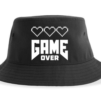 Retro Game Over Out Of Hearts Sustainable Bucket Hat