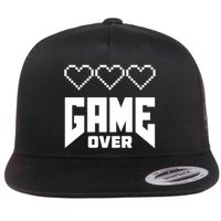 Retro Game Over Out Of Hearts Flat Bill Trucker Hat