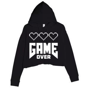 Retro Game Over Out Of Hearts Crop Fleece Hoodie