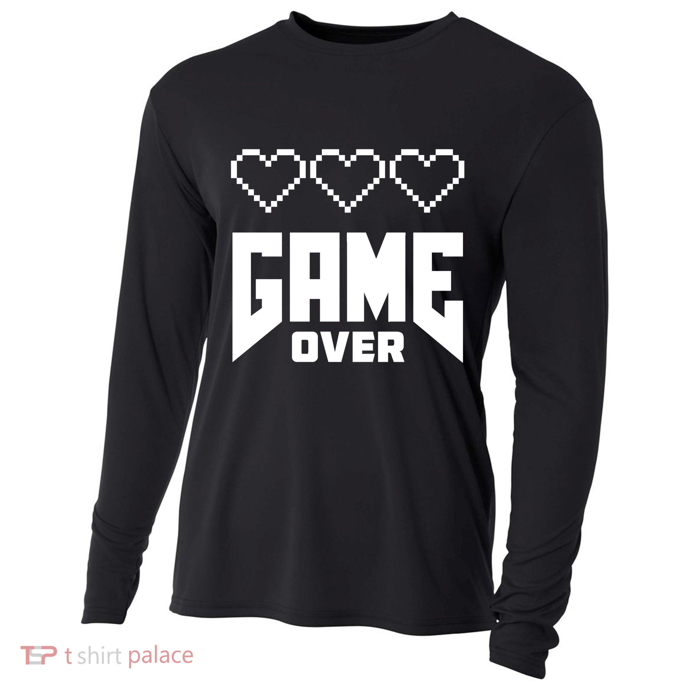 Retro Game Over Out Of Hearts Cooling Performance Long Sleeve Crew