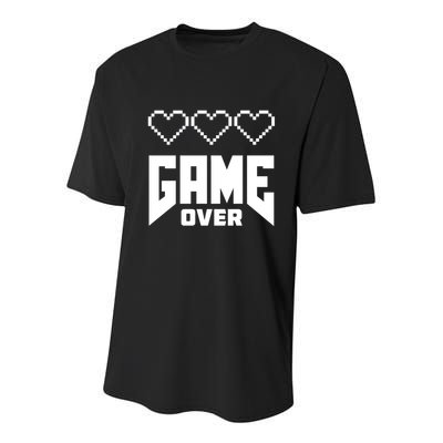 Retro Game Over Out Of Hearts Youth Performance Sprint T-Shirt