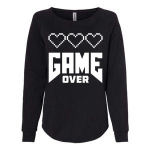 Retro Game Over Out Of Hearts Womens California Wash Sweatshirt