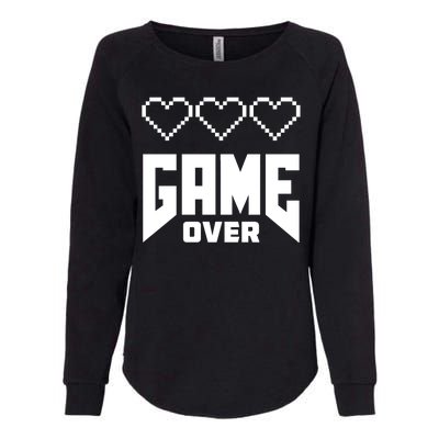 Retro Game Over Out Of Hearts Womens California Wash Sweatshirt