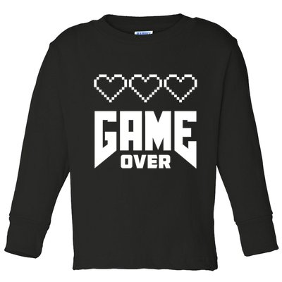 Retro Game Over Out Of Hearts Toddler Long Sleeve Shirt