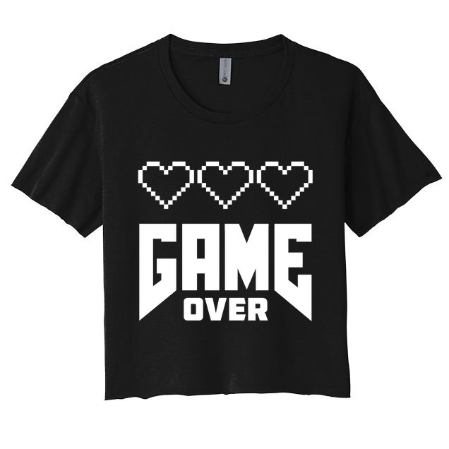 Retro Game Over Out Of Hearts Crop Top