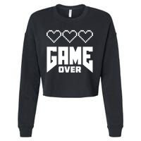 Retro Game Over Out Of Hearts Cropped Pullover Crew