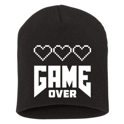 Retro Game Over Out Of Hearts Short Acrylic Beanie