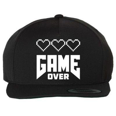 Retro Game Over Out Of Hearts Wool Snapback Cap