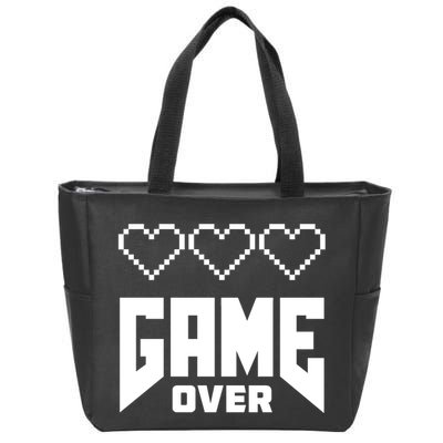 Retro Game Over Out Of Hearts Zip Tote Bag