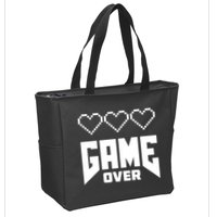 Retro Game Over Out Of Hearts Zip Tote Bag