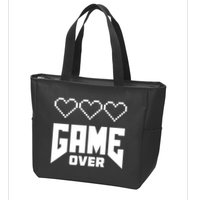 Retro Game Over Out Of Hearts Zip Tote Bag