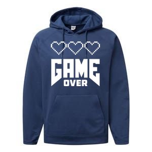 Retro Game Over Out Of Hearts Performance Fleece Hoodie