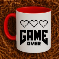 Retro Game Over Out Of Hearts Mug