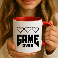 Retro Game Over Out Of Hearts Mug