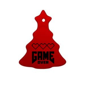 Retro Game Over Out Of Hearts Ceramic Tree Ornament