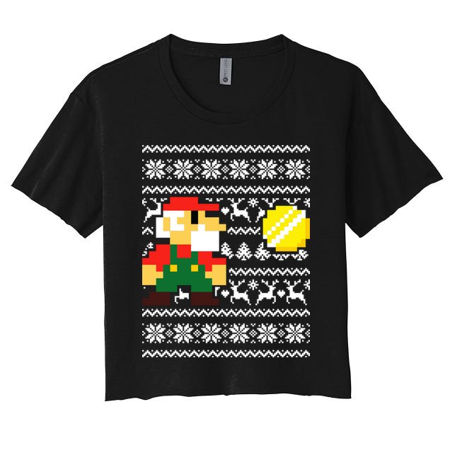 Retro Gamer Gaming Ugly Christmas Crop Top