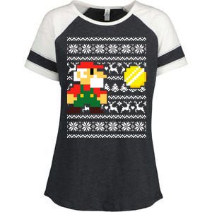 Retro Gamer Gaming Ugly Christmas Enza Ladies Jersey Colorblock Tee