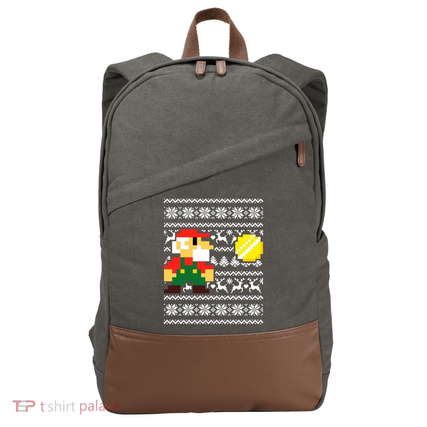 Retro Gamer Gaming Ugly Christmas Cotton Canvas Backpack