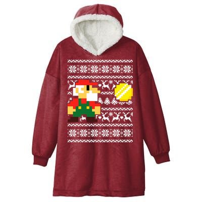 Retro Gamer Gaming Ugly Christmas Hooded Wearable Blanket