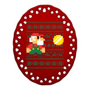 Retro Gamer Gaming Ugly Christmas Ceramic Oval Ornament