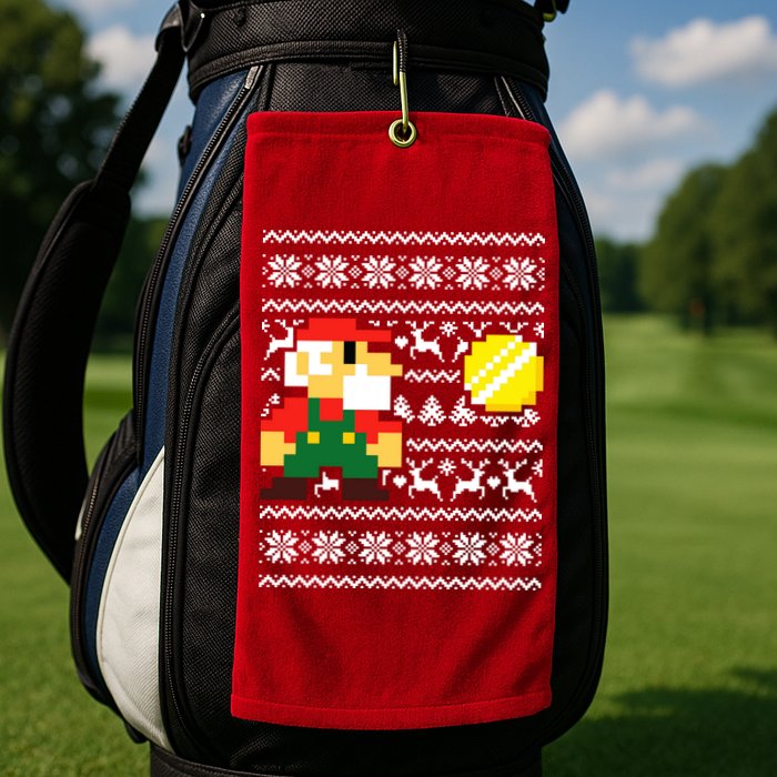 Retro Gamer Gaming Ugly Christmas Golf Towel