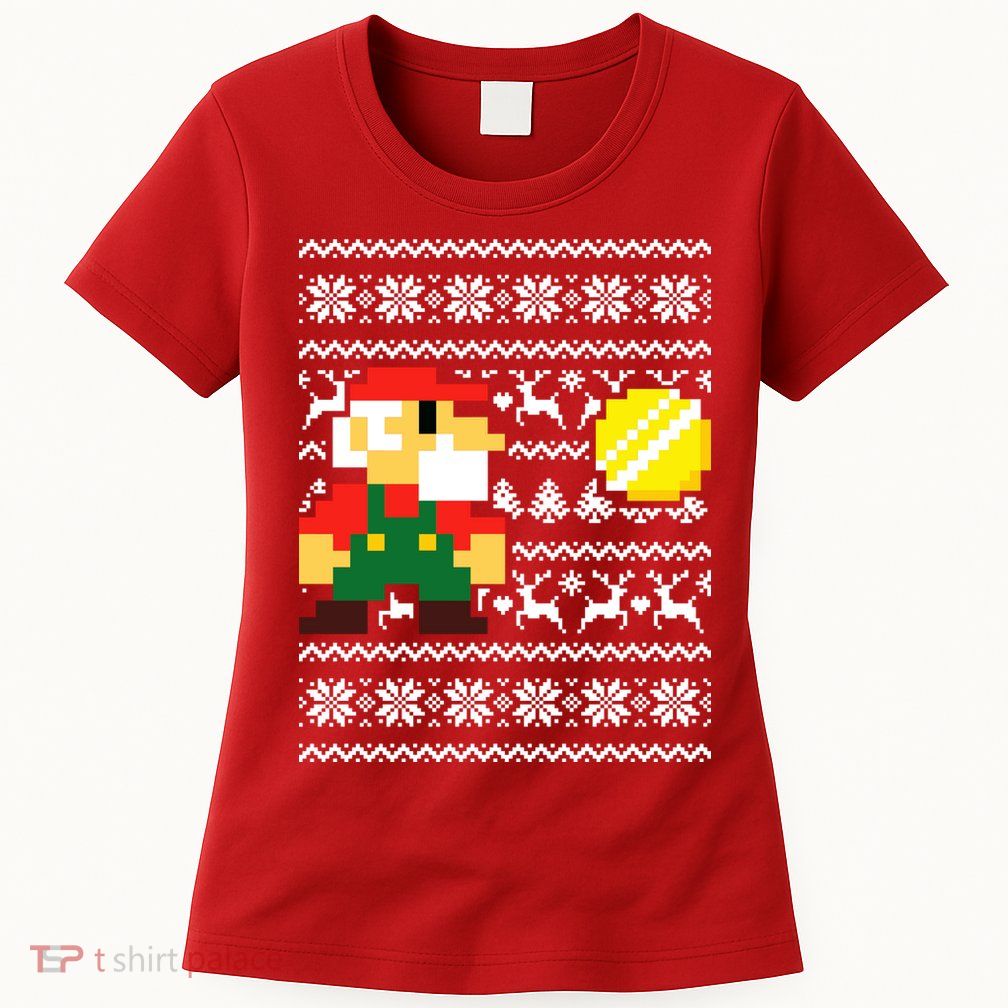 Retro Gamer Gaming Ugly Christmas Womens T-Shirt