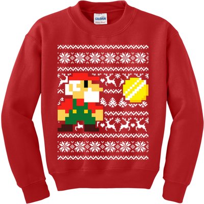 Retro Gamer Gaming Ugly Christmas Kids Sweatshirt