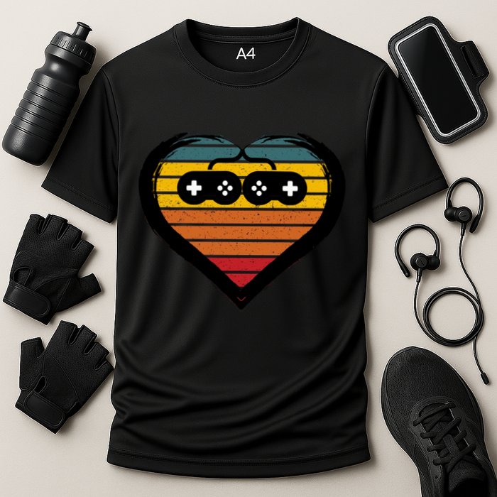 Retro Gamer Heart Cooling Performance Crew T-Shirt
