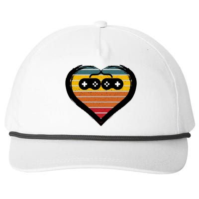 Retro Gamer Heart Snapback Five-Panel Rope Hat