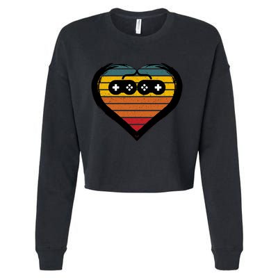 Retro Gamer Heart Cropped Pullover Crew