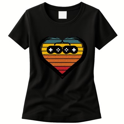 Retro Gamer Heart Womens T-Shirt