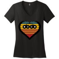 Retro Gamer Heart Women's V-Neck T-Shirt