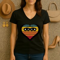 Retro Gamer Heart Women's V-Neck T-Shirt