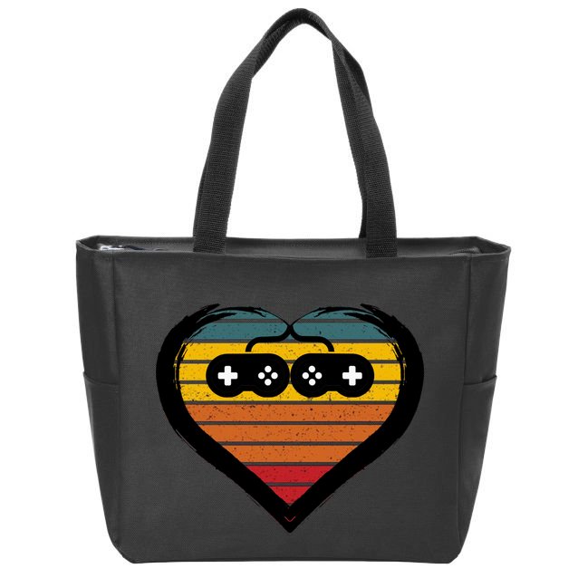 Retro Gamer Heart Zip Tote Bag