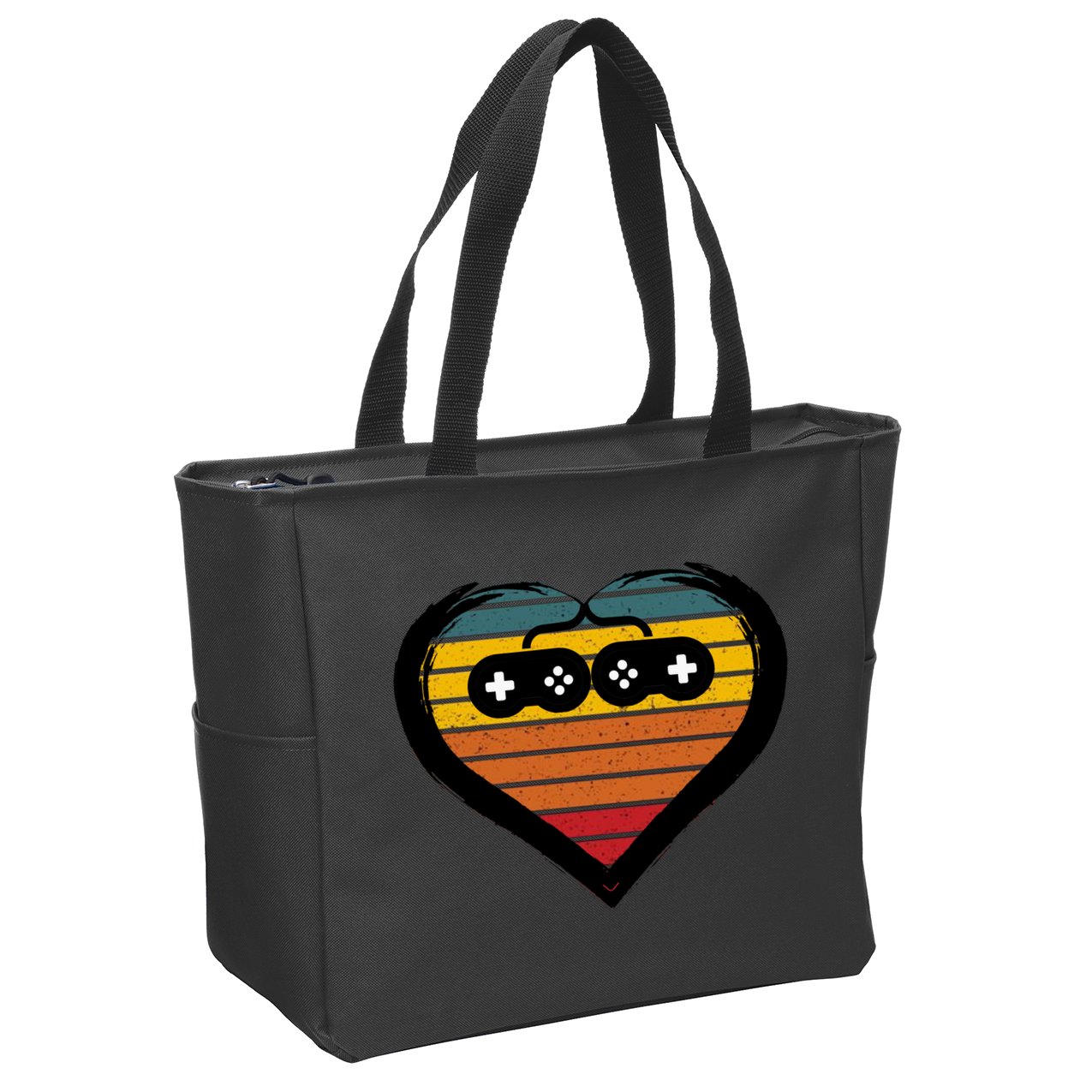Retro Gamer Heart Zip Tote Bag