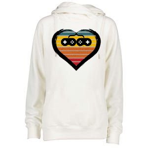 Retro Gamer Heart Womens Funnel Neck Pullover Hood