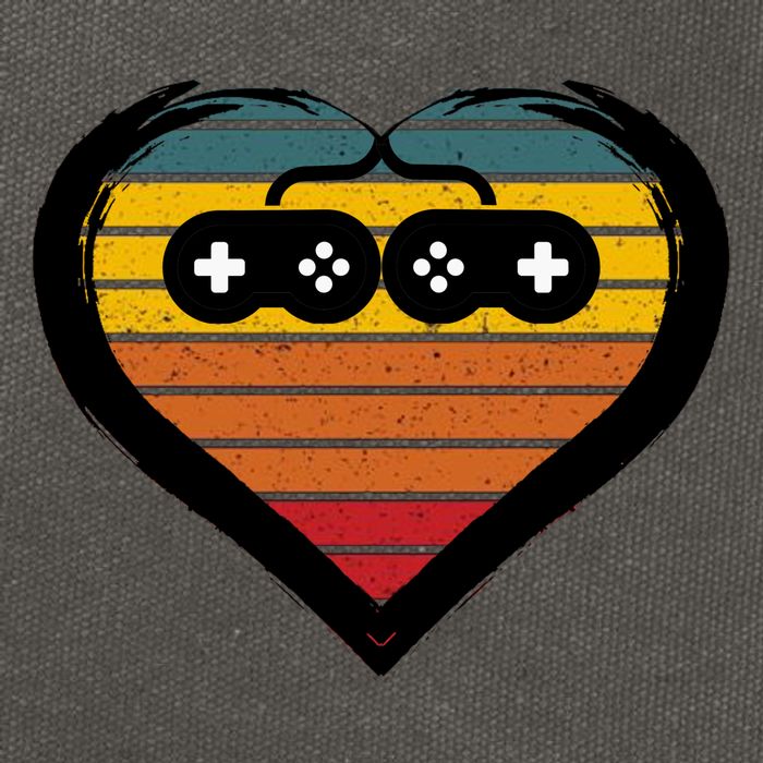 Retro Gamer Heart Cotton Canvas Backpack