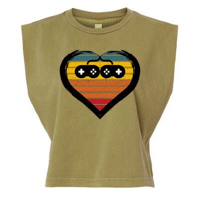 Retro Gamer Heart Garment-Dyed Women's Muscle Tee