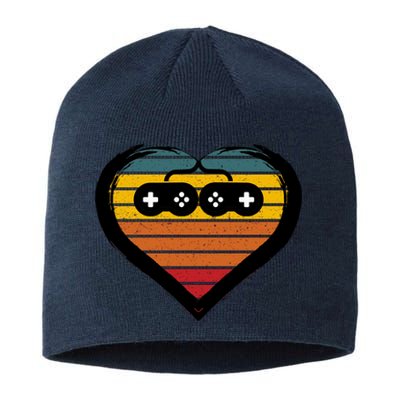 Retro Gamer Heart Sustainable Beanie