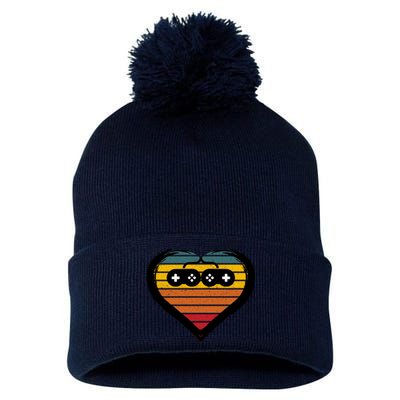 Retro Gamer Heart Pom Pom 12in Knit Beanie