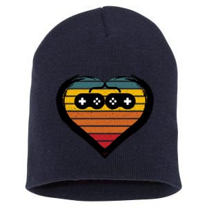 Retro Gamer Heart Short Acrylic Beanie