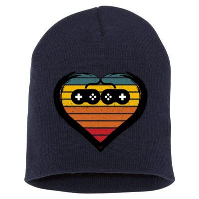 Retro Gamer Heart Short Acrylic Beanie