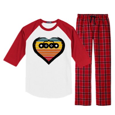 Retro Gamer Heart Raglan Sleeve Pajama Set