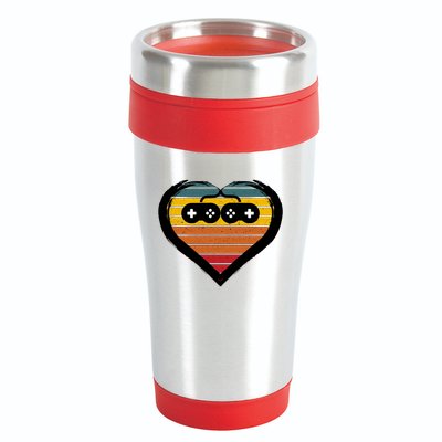 Retro Gamer Heart 16oz Travel Tumbler