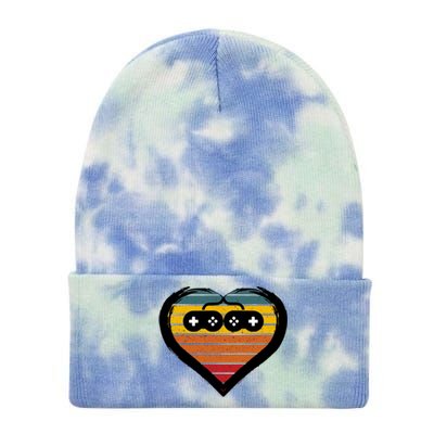 Retro Gamer Heart Tie Dye 12in Knit Beanie