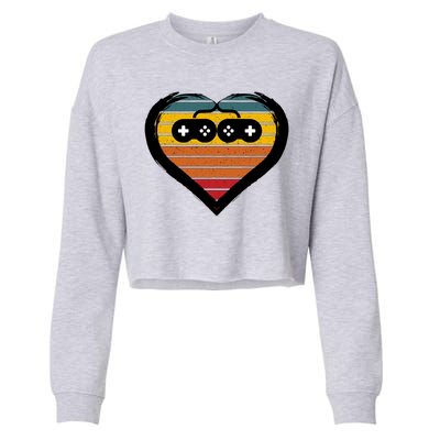 Retro Gamer Heart Cropped Pullover Crew