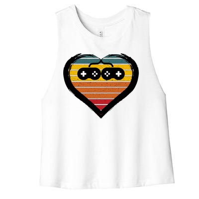 Retro Gamer Heart Women's Racerback Cropped Tank