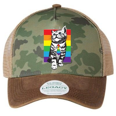 Retro Gay Pride Ally Support Kitten Legacy Tie Dye Trucker Hat