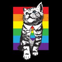 Retro Gay Pride Ally Support Kitten Mug